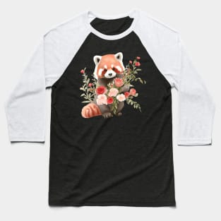 Red panda with flowers Baseball T-Shirt